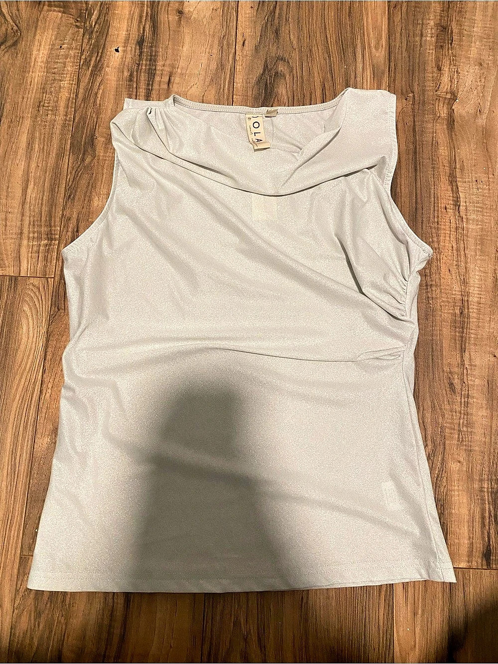 Dolans Anthropologie Metallic Draped Neck Top in White Size Small NWT